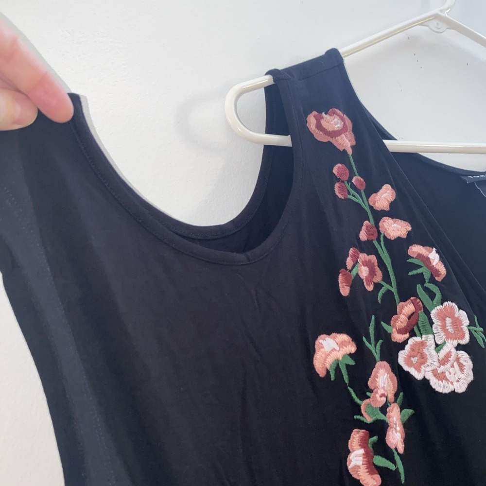 Torrid Black Maxi Dress Floral Cold Shoulder Sleeve Size 3 Black Embroidered - Picture 5 of 8